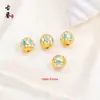 Cuentas Redondas con Esmalte Cloisonné en Forma de Diamante, Cuentas Sueltas de Azul Quemado con Goteo de Aceite para Pulseras, Collares DIY y Accesorios de Ensamblaje de Cuentas