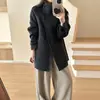 Abrigo de Lana de Hija de Familia Rica para Mujer Otoño Invierno Nuevo Estilo Coreano Chaqueta Corta de Lana Petite
