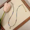 Diseño Original Raya Roja Colgante Pequeño Sol Collar de Cuentas de Piedra Natural Dulce Exquisito Versátil Nicho Collar para Mujer