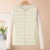 Chaleco Ligero de Algodón Estilo Nuevo 2026 para Mujer, Chaleco Corto sin Cuello Otoño e Invierno, Chaqueta Redonda Talla Grande