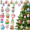 Adornos de Madera Navideños con Cuerda Decoraciones Colgantes Adornos de Taza de Café Roja Decoraciones de Cafetería Colgantes para Árbol Estilo Europeo