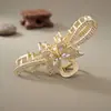 Direto do fabricante, presilha de garra de strass borboleta de alta qualidade, presilha de tubarão grande de metal, acessório de cabelo feminino para coques