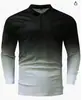 2023 Novo Outono Exportação Transfronteiriça Masculina Camisa Polo Casual com Zíper Manga Longa Cor Lisa Estampa 3D Camisa Paul