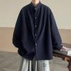 Camisa nueva de estilo nacional chino para hombre, de manga larga con cuello alto, camisa blanca de seda de hielo drapeada de alta gama, chaqueta retro zen