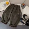 Pantalones Gruesos Forrados de Polar para Niños 2026 Invierno Nuevo Estilo Coreano Bordados Sueltos Cálidos Casuales para Niños y Niñas