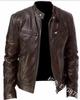 Amazon Comércio Exterior jaqueta de couro masculina nova desejo nova jaqueta de PU gola alta zíper slim jaqueta de couro G36883