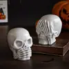 Molde de Silicona para Adornos de Velas Aromáticas con un Diseño de Calavera Aterradora, Tapando Orejas, Ojos y Boca para Evitar Escuchar, Ver y Hablar