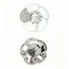Gemelos de esmalte blanco y negro con forma de camelia, diamantes y perlas, accesorios para puño de camisa francés sin coser para vestido formal y traje
