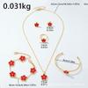 CDD set de cinco piezas de doble cara con flor de ciruelo nueva, collar de trébol de cuatro hojas, aretes, pulsera, anillo, traje de aretes, suministro para comercio exterior