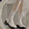 Calcetines Blancos de Encaje para Mujer, Estilo Delgado de Verano, Calcetines de Malla Holgados Mary Jane, Medias Cortas Dulces Lolita de Media Pantorrilla