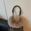 Cross2026 Otoño Nuevo Moda Casual Bolsa de Peluche Tipo Bollo Personalidad Color Sólido Bolso de Mano Bolso de Hombro Único para Debajo del Brazo