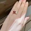 Anillo de Perla de Agua Dulce Natural de Zhuji, Joyería de Perlas Flor Pequeña Roja de Año Nuevo, Diseño Abierto Ajustable, Suministro al por Mayor