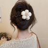 Pinza Grande Elegante de Lana con Flor Retro Mori Pinza de Tiburón Tarjeta para el Cabello de Alta Gama Accesorios para el Cabello para Mujer