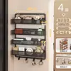 Prateleira de armazenamento com gancho para porta para uso doméstico, cesta suspensa multicamadas para porta, não requer perfuração, prateleira de armazenamento de bolsas multifuncional para montagem na parede