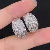 Pendientes de Aro Anchos Acolchados Estilo Chanel, Lujo Ligero, Aros Simples y Versátiles, Pendientes Completamente Incrustados de Diamantes, Tachuelas para Mujer
