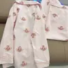 Suave Lindo Conjunto de Pijama a Cuadros Estilo Princesa para Niñas, Conjunto de Dos Piezas con Cardigan de Solapa Doble Manga Larga para Primavera/Otoño, Ropa para el Hogar de Dormitorio Estudiantil