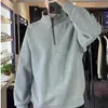 Moletom com zíper parcial texturizado de peso pesado para homens, novo casaco de outono e inverno, corte solto, marca da moda, gola alta, peça de outer wear