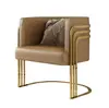 Sillón individual, acero inoxidable color dorado de lujo ligero, moderno minimalista para sala de estar, recepción de ocio y silla de reunión