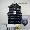 Colete de Penas com Capuz da Marca Trendy Moncler Outono Inverno Novo Estilo Unissex Preenchimento 3D Casual à Prova de Vento Sem Mangas