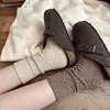 Meias de Lã Femininas Outono e Inverno Meias Quentes Torcidas com Forro de Lã Espessadas Pilhas Meias Lua de Inverno Meias de Chão