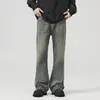 2026 Nuevos Jeans Rayados Lavados de Bambú Retro Americano Resistentes para Hombre, Pantalones de Corte Slim Ligeramente Acampanados con Estilo Trendy
