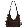 Mochila Super Popular da Moda Feminina 2025 Outono e Inverno Nova Bolsa de Ombro Retro de Camurça Bolsa Transversal Casual para o Dia a Dia