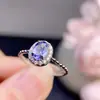 Anillo Nuevo de Tanzanita Natural Plata S925 Incrustado Piedra Principal 5X7Mm Versátil Moderno Popular Venta Caliente Joyería para Mujer Wholesale
