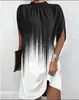 Ropa Nueva Transfronteriza Europea y Americana para Mujer 2025 Amazon Estación Independiente Moda Cuello Redondo Manga Murciélago Suelta Vestido Cuello Redondo