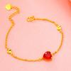 Conjunto de pulseras de rubí de imitación, venta al por mayor, con aretes largos de cristal de circón y amor de Vietnam Sands para mujer.