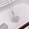 Colar Série Calcedônia Natural de Prata Esterlina S925 com Brincos de Flor de Curva Enrolada, Design de Linha de Alto Padrão, Joias da Moda Femininas