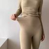 Hanshe Lana de Oveja Sensación Ligera Traje Térmico para Mujer Belleza Corporal Microplástico Levantamiento de Glúteos y Reducción de Vientre Alta Elasticidad Agradable a la Piel Traje Cálido