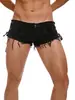 1616 # Nuevo Estilo Sexy para Hombre, Shorts de Mezclilla Ajustados, Cintura Baja, Ultra Cortos, Ropa Falsa para Mujer, Abertura Lateral Hueca
