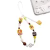 Lindo y fresco cordón para teléfono con cuentas de fresa, adecuado para todas las fundas de teléfono, correa de muñeca anticaída