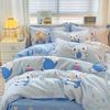 Sábanas de verano de cuatro piezas cepilladas y gruesas de categoría A para bebés y niños, funda de edredón de algodón lavado, juego de cama de tres piezas al por mayor