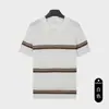 Camisa Polo de Punto Rayada de Manga Corta Estilo Old Money Cuello Solapa Top Casual Lujo Ligero Sensación de Alta Gama Ropa de Negocios para Hombres