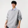 Moletom Splicing de Gola de Camisa Falso Duas Peças Masculino Primavera e Outono Nova Marca de Moda High-End Polo Gola Camisa Camiseta Americana de Manga Longa