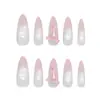Unhas Artesanais Prontas Gelo Transparente Olho de Gato Moonlight Gradiente Rosa Laço Estilo Ins Europeu e Americano Manicure Removível 30 Peças