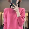 Suéter de punto pullover con diseño calado, nuevo, de corte holgado, cuello redondo, versátil, prenda lista para usar