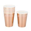 Juego de Vajilla Desechable Oro Rosa Suministros para Fiesta Navideña Plato de Papel Plato para Cena Plato Cuadrado Vaso de Papel Decoración para Boda de Adultos