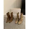 Botines retro de diseño de nicho nuevo estilo coreano 2025, botines western de punta cuadrada pequeña, botines de media caña, botines para mujer