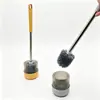 Cepillo para inodoro con mango largo, sin puntos ciegos, montado en la pared con base, set de cepillos súper útil para la limpieza del inodoro