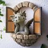 Novos Produtos Transfronteiriços Dinossauro Escalando Janela Enfeites de Jardim Artesanato em Resina Leitura Enfeites Porta Aberta Decoração Estátua de Anão