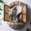 Ornamentos de Jardim para Escalada de Dinossauro em Janelas de Novo Produto Transfronteiriço Artesanato de Resina Ornamentos de Porta de Leitura Decoração de Estátua de Anão