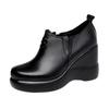 Zapatos muffin para mujer con plataforma impermeable de suela gruesa de terciopelo, zapatos de tacón de cuña profunda, zapatos de cuero de tacón alto de moda simple europea y americana