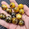 Fivela de jade de cera de abelha artificial espaçador contas soltas amarelo óleo de frango cera de abelha contas redondas folha de repolho casca de tartaruga contas de ábaco contas para joias