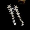 Brincos Longos com Franjas de Estrela de Cinco Pontas Cravejados de Diamantes Metálicos de Alta Qualidade Estilo Nicho de Luxo Leve Europeu e Americano para Mulheres
