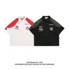 Camisa Retro Americana Hip Hop Corrida de Rua Masculina Manga Curta Verão Solta ins Marca Tendência Moto Fina