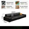 Sofá Grande de Couro Preto, Couro Resistente a Arranhões de Gato, Sofá de Sala para Espaços Pequenos e Grandes, Sofá de Linhas Retas, Sofá de Couro Preto Minimalista Moderno Italiano