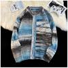 Suéter cárdigan suéter para hombre holgado oversize de color degradado floreciente retro americano abrigo hip hop de alta calle