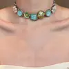 Conjunto de Pulsera y Collar Flor de Perla Azul Asimétrico Bohemio Moda Lujo Ligero Industria Pesada Collar con Temperamento para Mujer